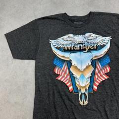 wrangler　ラングラー　スカル　星条旗　ワシ　Tシャツ　古着　グレー　M
