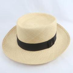 美品 Ecua-Andino Hats 中折れ ロゴ パナマ ハット 帽子 M