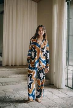 【美品】sukuhome パジャマ　バンブー ルームウェア セットアップ 総柄 SUKU HOME スクホーム セットアップ Winter Pyjamas メンズ 長袖