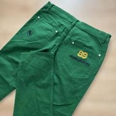 5番　パーリーゲイツ　メンズ　刺繍ロゴ　カッコいい　ストレッチロングパンツ　緑 5番 パーリーゲイツ メンズ 刺繍ロゴ カッコいい ストレッチ
