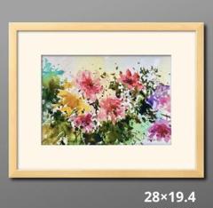 額なし●水彩画　「ブーケ」●東欧の画家ヴィタリエ　ズブコ　真作　肉筆画 額なし○水彩画「ブーケ」○東欧の画家ヴィタリエズブコ真作肉筆画