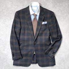 【美品】TOMORROWLANDカノニコ 毛麻絹 テーラードジャケット 紺茶46 美品】TOMORROWLANDカノニコ 毛麻絹 テーラードジャケット 紺茶