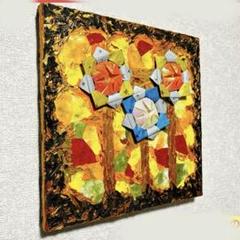 テクスチャーアート　モダン　現代アート　原画　抽象画　アクリル画　折り紙　花火