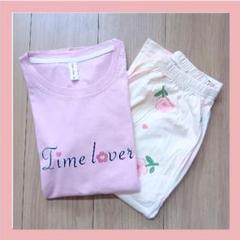 パジャマ 上下セット 長袖 レディース M ピンク 花柄