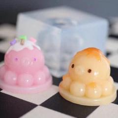 #0181シリコンモールド　タコ　プリン　ミニチュア　食玩　立体型　レジン　粘土