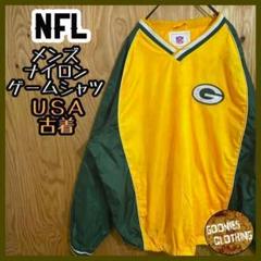 パッカーズ ゲームシャツ ナイロン NFL USA古着 90s ロゴ イエロー