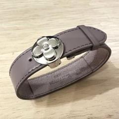 LV ルイヴィトングッドラックブレスレットオーストリッチブラスレ茶
