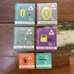3422：ハンガリー 古切手 赤十字 1961年 6枚 コレクション