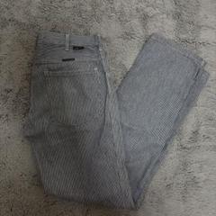 【古着】california H-STANDARD ストライプパンツ 青 白