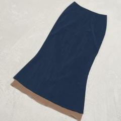 フェリシモ ニューヨーク◇裾フレアスカート バイカラー 切替 シフォン