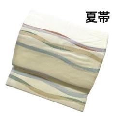夏帯 絽 名古屋帯 よれ縞 縞模様 NO-1062