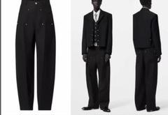 ルイヴィトン24AW ターコイズ装飾テーラードウールワークダブルニーロングパンツ LOUIS VUITTON 24AW ターコイズ装飾 テーラード ウール ワーク
