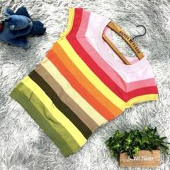 美品❗️【Talbots】ボーダーニットブラウス (P) マルチカラー