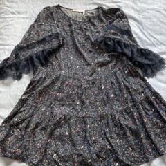 SEE BY CHLOÈ ネイビー 花柄 小鳥柄フリルレース付きチュニック