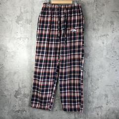 Z3835古着　チェックパンツ　パジャマパンツ　紺　オレンジ　白