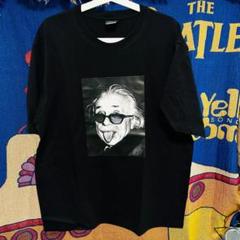 アインシュタイン　Tシャツ メンズ　半袖　世界の偉人　肖像写真　黒地