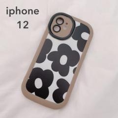 新品 iphone12ケース スマホケース 花柄 ソフト ブラウン