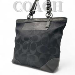 COACH トートバッグ シグネチャー キャンバス A4可 大容量 肩掛け 黒