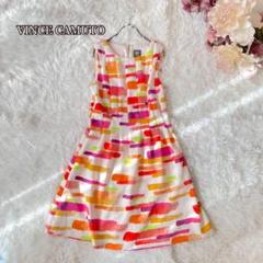 ⚫︎VINCE CAMUTO＊鮮やかマルチカラー＊夏ワンピ＊US10＊涼しげ素材