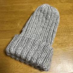 手編み帽子 ニット帽 ビーニー アルパカ入り毛糸 ハンドメイド