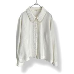 Katharine Ross シアー花柄レースブラウス　シャツ　キナリ　白
