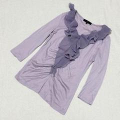 1415【J&R ジェイアンドアール】フリルカラーロンT パープル　M 七分袖
