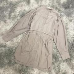 美品『ショコラフィネローブ』シャツワンピース(F)ロング　ウエストリボン　長袖