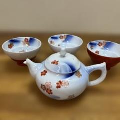 1682 深川製磁　オールド　桜文　急須1客　湯冷し1客　時代物 1682 深川製磁 オールド 桜文 急須1客 湯冷し1客 時代物