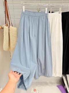 3カラー展開 着心地いい 大きいサイズ 薄手 シンプル ワイドパンツ 切り替
