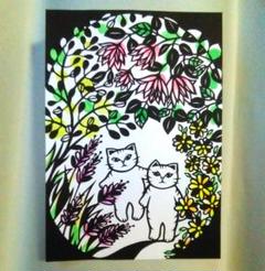 【切り絵】原画　A5サイズ　garden4のサムネイル