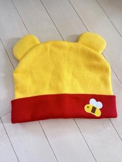 美品◎Disney ニット帽 ニットキャップくまのプーさん 刺繍 POOHロゴ