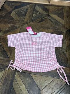 Barbie ピンク チェック 半袖Tシャツ