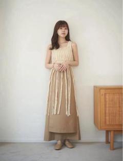 【nuyuh】fringe rope knit vest beige ビスチェ nuyuh】fringe rope knit vest beige ビスチェ（35 Giza cotton