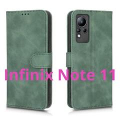 Infinix Note 11 対応 手帳型ケース グリーン