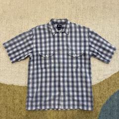 美品 00s OLD STUSSY オンブレチェックシャツ L 開襟 半袖 90