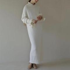 美品 ETRE TOKYO 24SS ロールエンドローゲージニットワンピース