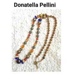 ドナテラ・ペリーニ Pellini　三連ネックレス＆お揃イヤリング　モノトーン系 希少な多連ネックレス ドナテラペリーニ いくつもの半貴石が使