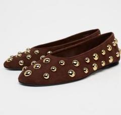 【ZARA】 スポーティーバレリーナ 38 24.5 ZARA ギャザーバレリーナフラットシューズ 38 24.5 - メルカリ
