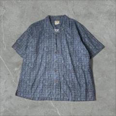 L.L.Bean ネイティブ柄 オープンカラーシャツ XL ブルー 青