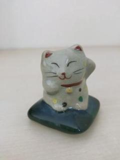 ⑯グレー招き猫 灰色 猫の置物 ねこインテリア 猫小物