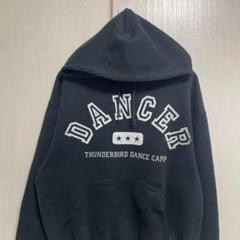 アメリカ古着 スウェットパーカー 長袖M フーディー DANCER プリントロゴ