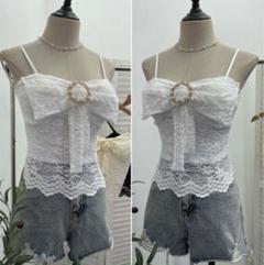 リズリサ　リボンレースキャミソール LIZ LISA リボン♡レース♡チャーム付き キャミソール 新品