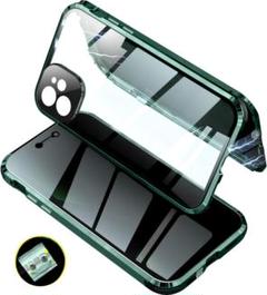 ﻿iPhone11 ケース カメラ保護両面クリアケース　緑　iphoneケース