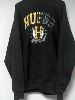 希少】HUFR2 FR2 HUF ハフ コラボ パーカー 黒 背面ロゴ M
