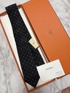 新品 HERMES ネイビー ネクタイ