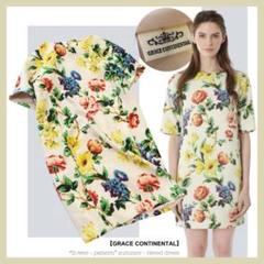 グレースコンチネンタル：美品【ボダニカル•花柄／春夏ツイード】半袖ワンピース