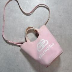 バレンシアガ ウェーブ 2way ショルダー ハンドバッグ キャンバス ピンク