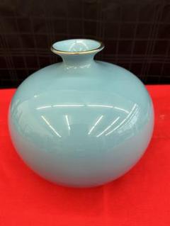 8-5-20-13九谷焼 花瓶 清峰 青磁 高さ約18cm - メルカリ