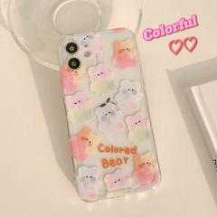 スマホケース　iPhone15pro　クリア　くま　iPhoneケース　ソフト