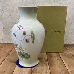 蔵出し！昭和レトロ・アンティーク【　YAMAJI   正峰　花瓶　】 昭和レトロ YAMAJI 正峰窯 陶器製 花瓶 グリーン 吹ハス花 10号